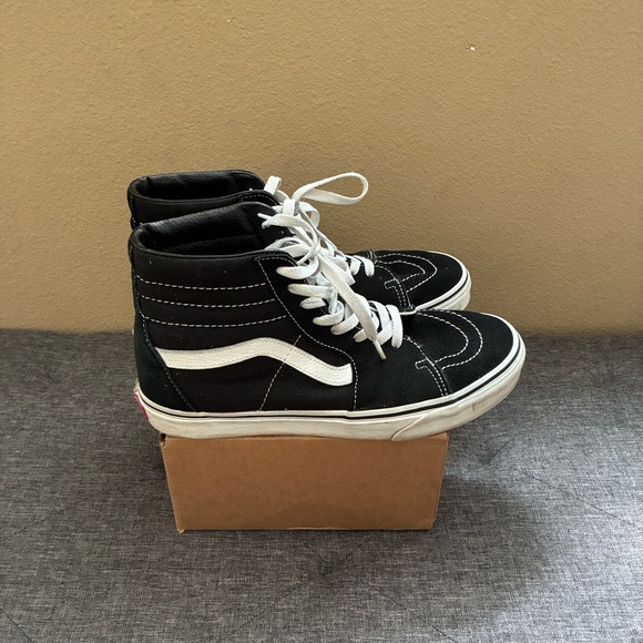 Vans Black and White Sk8-Hi Shoe - Picture 4 of 8
